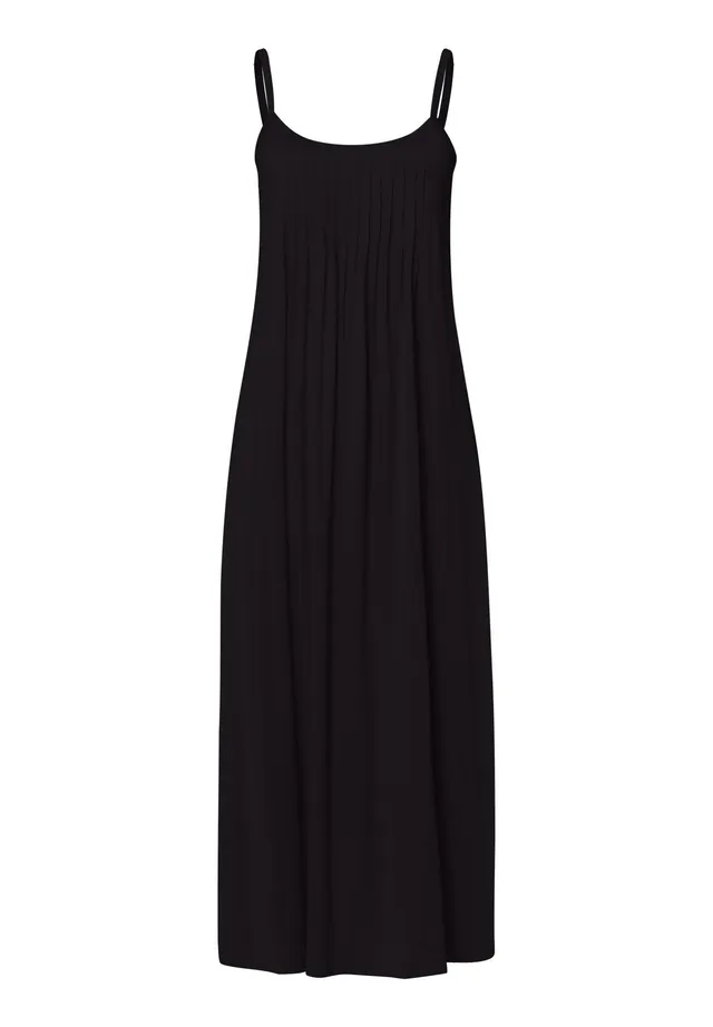 hanro-juliet-spaghetti-nachthemd-schwarz-baumwolle-130cm image 1