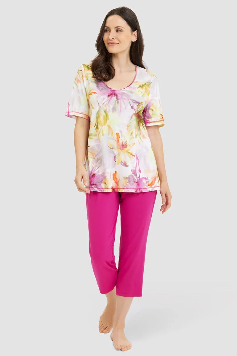 r-sch-be-happy-7-8-pyjama-blumendruck-schlafanzug-pink image 1