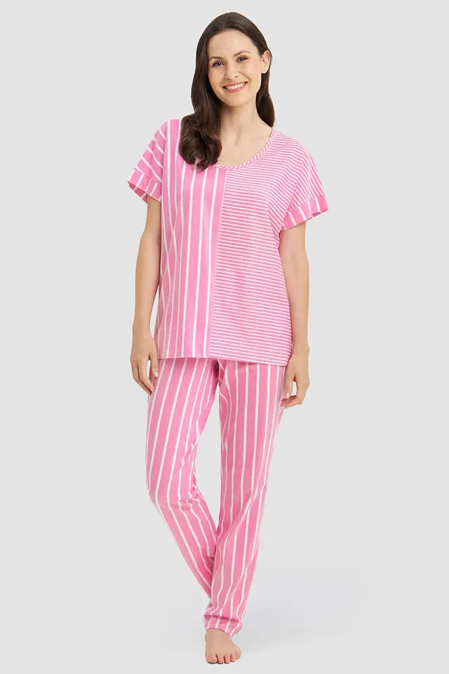 r-sch-be-happy-pyjama-lang-streifenmix-rosa-baumwolle image 1