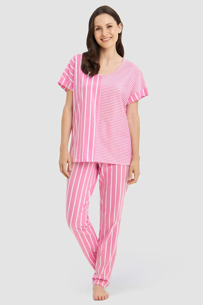 r-sch-be-happy-pyjama-lang-streifenmix-rosa-baumwolle image 1