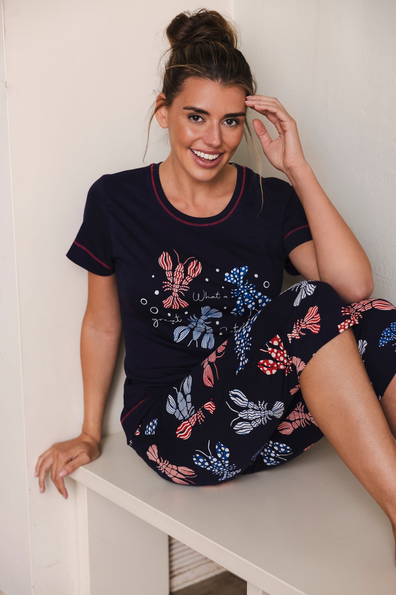 pastunette-rebelle-lobster-party-pyjama-blau-hummer-bio-baumwolle image 4