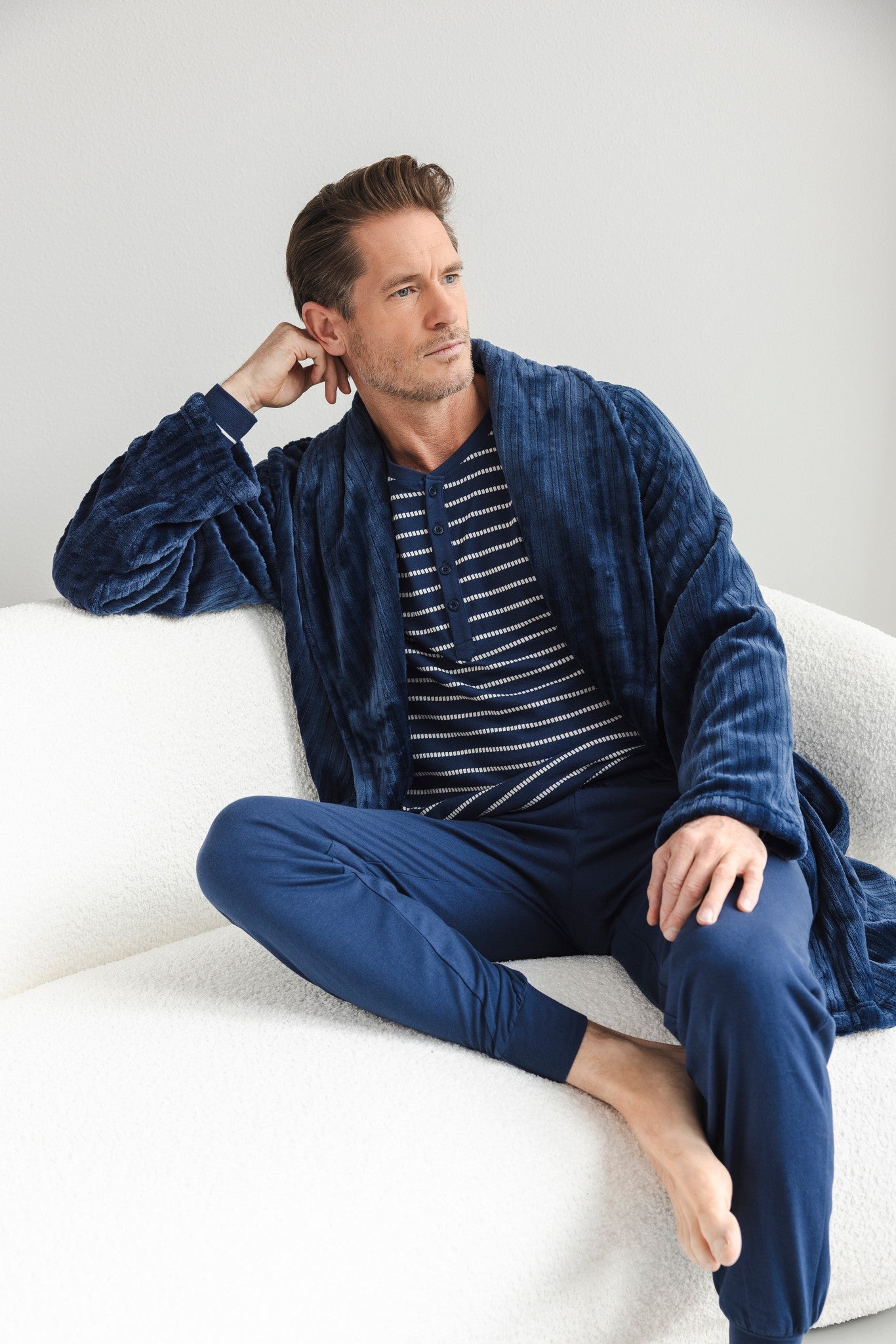 pastunette-blue-draft-herren-pyjama-dunkelblau-baumwolle image 1