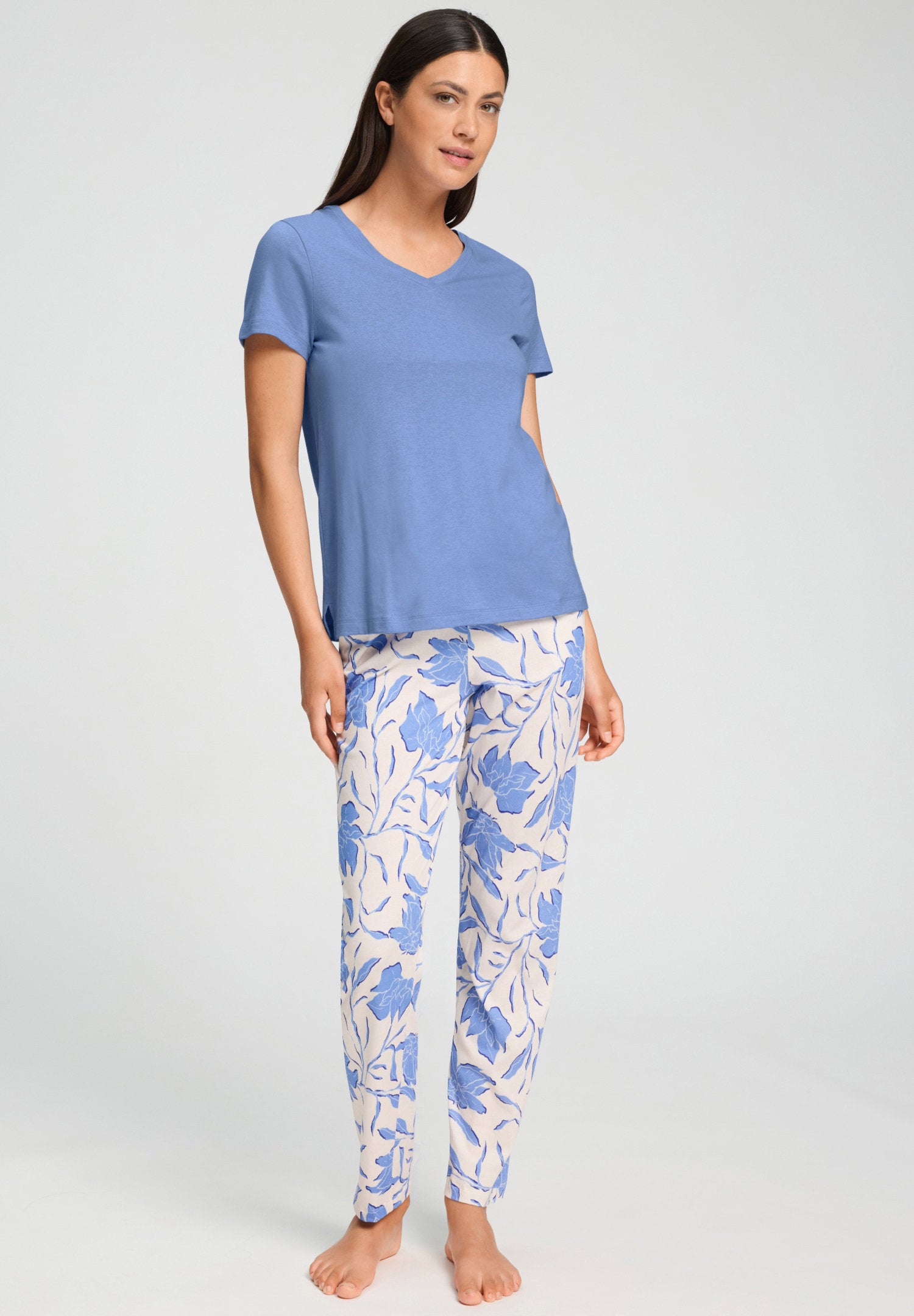 hanro-sleep-lounge-kurzarm-shirt-bluebird-tencel-modal image 5