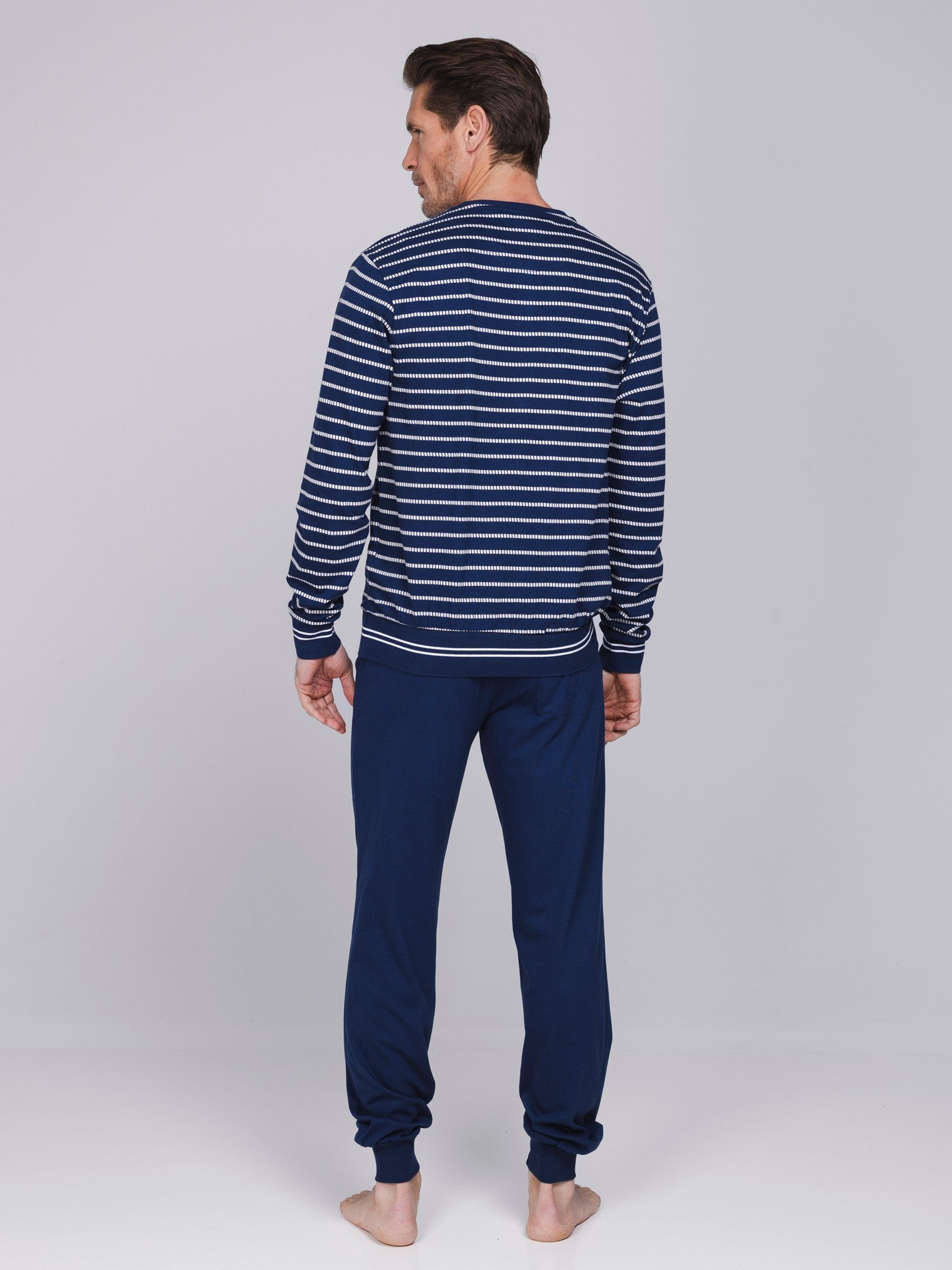 pastunette-blue-draft-herren-pyjama-dunkelblau-baumwolle image 3