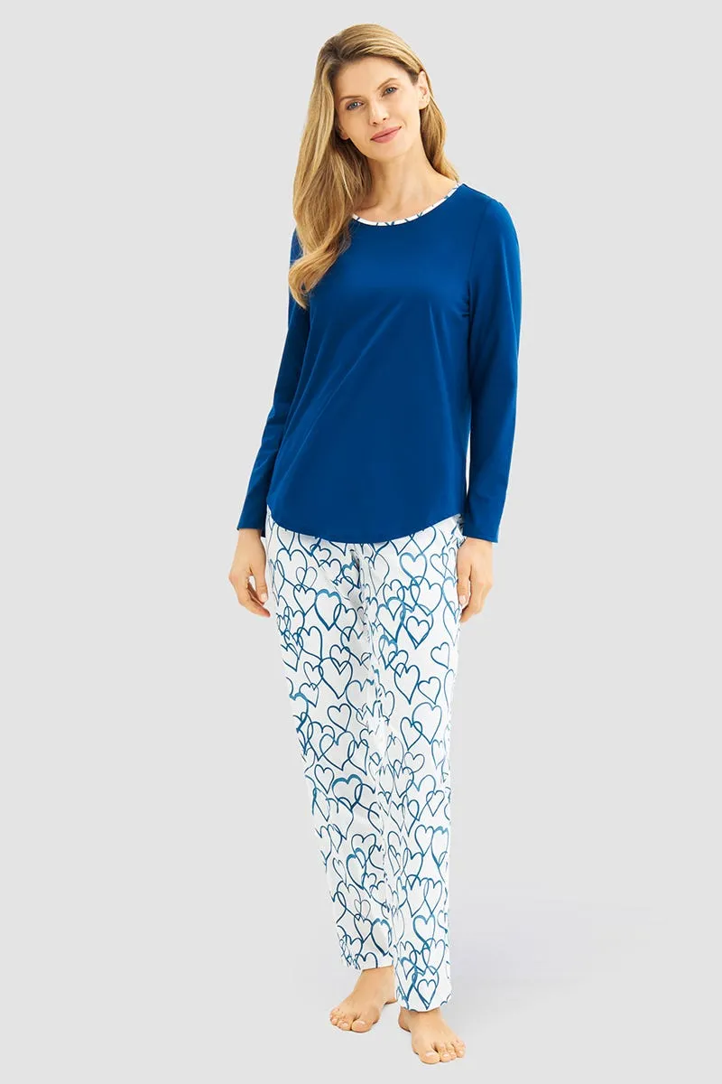 r-sch-be-happy-pyjama-lang-blau-herz-print-gr-36-50 image 1