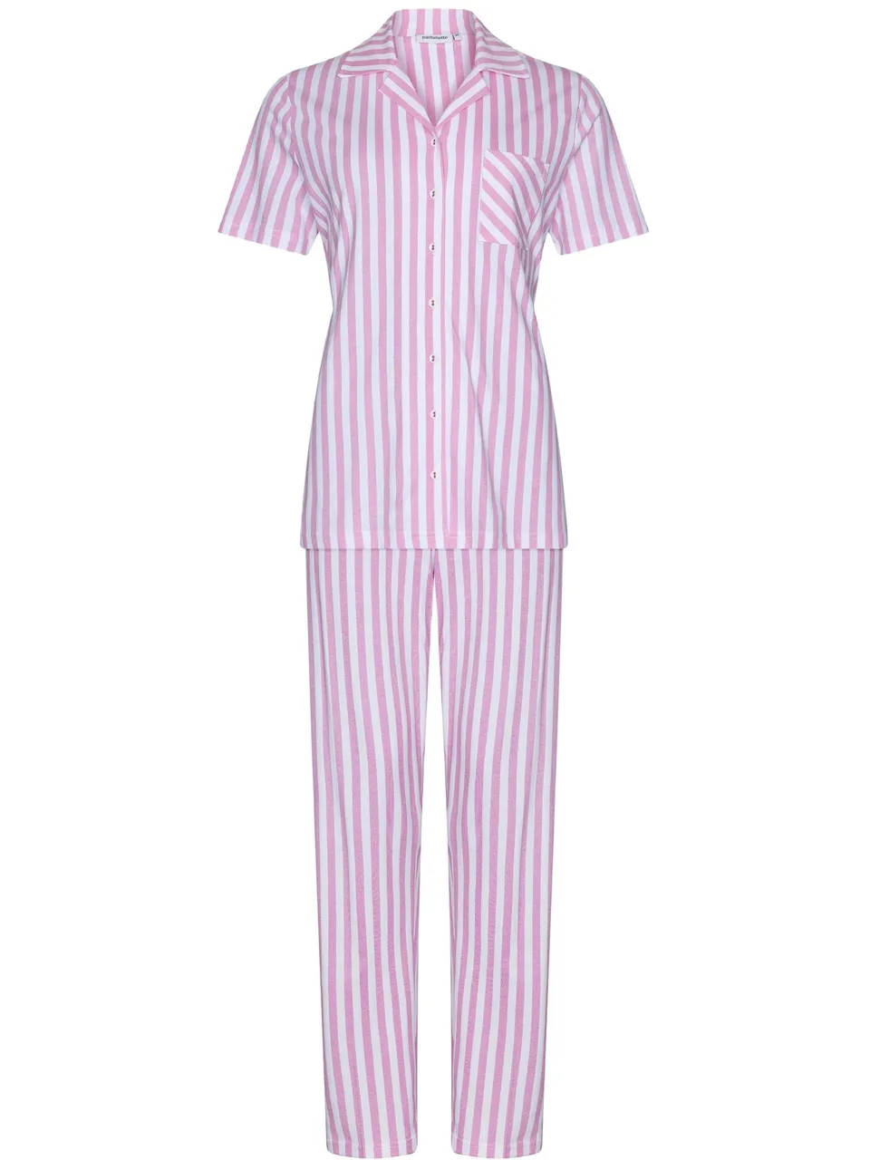 pastunette-pink-dream-pyjama-rosa-gestreift-knopf-baumwolle image 1
