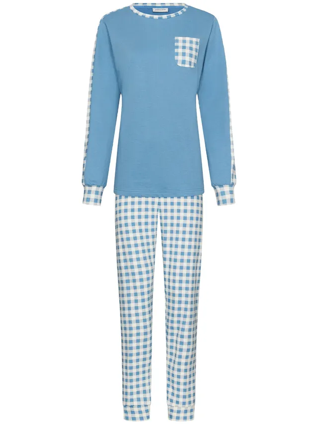 pastunette-blue-cottage-pyjama-blau-karo-baumwolle image 1