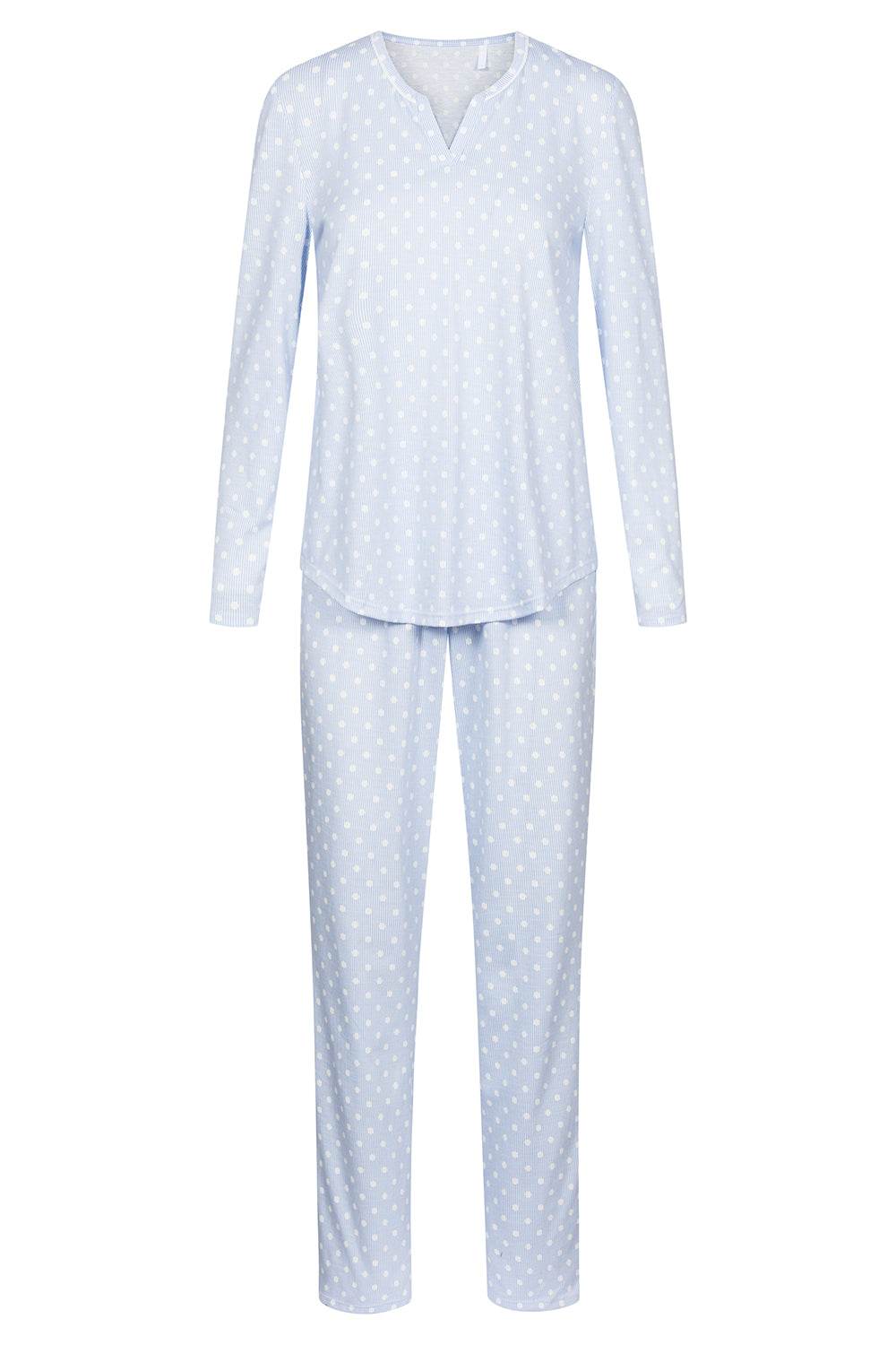 r-sch-be-happy-pyjama-damen-blau-punkte-streifen-lang image 2