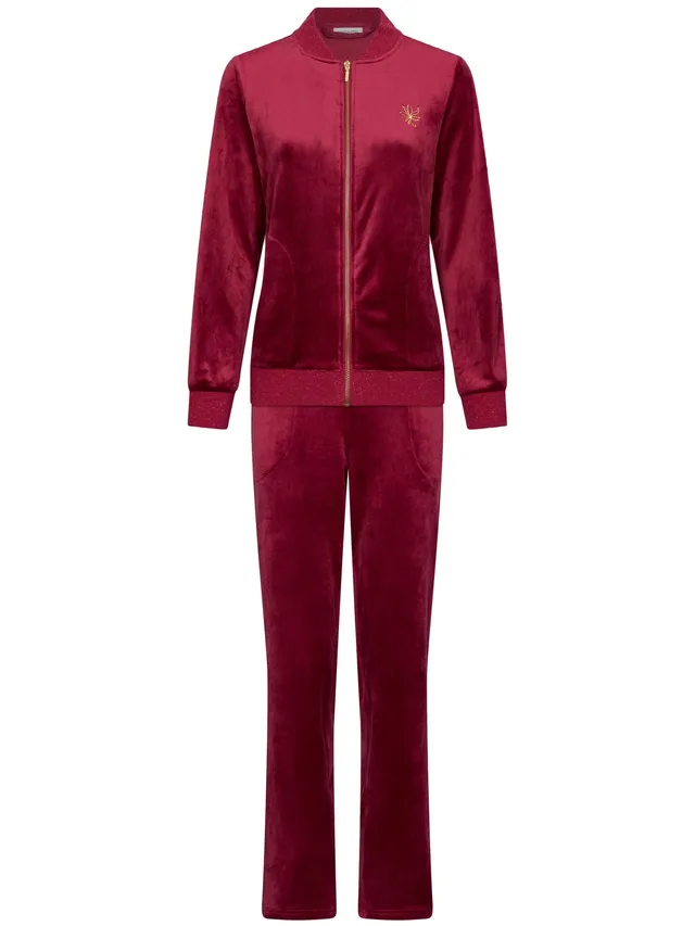 pastunette-rosewood-comfort-hausanzug-dunkelrot-velours image 1