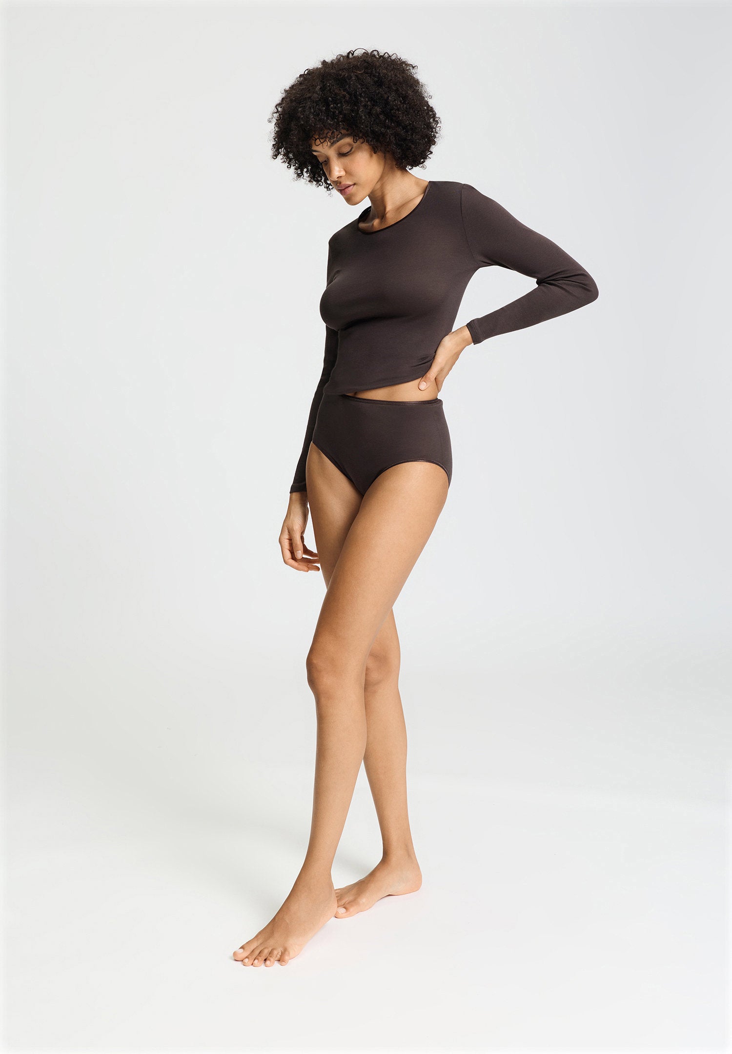 hanro-cotton-seamless-maxi-slip-damen-dark-mocha-baumwolle image 5