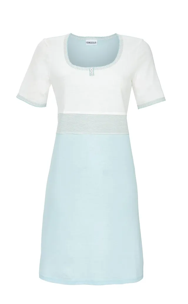 ringella-damen-sleepshirt-kurzarm-ringel-knopfleiste-95cm image 1