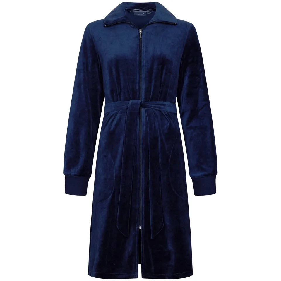 pastunette-flow-morgenmantel-damen-blau-velours-rei-verschluss image 1