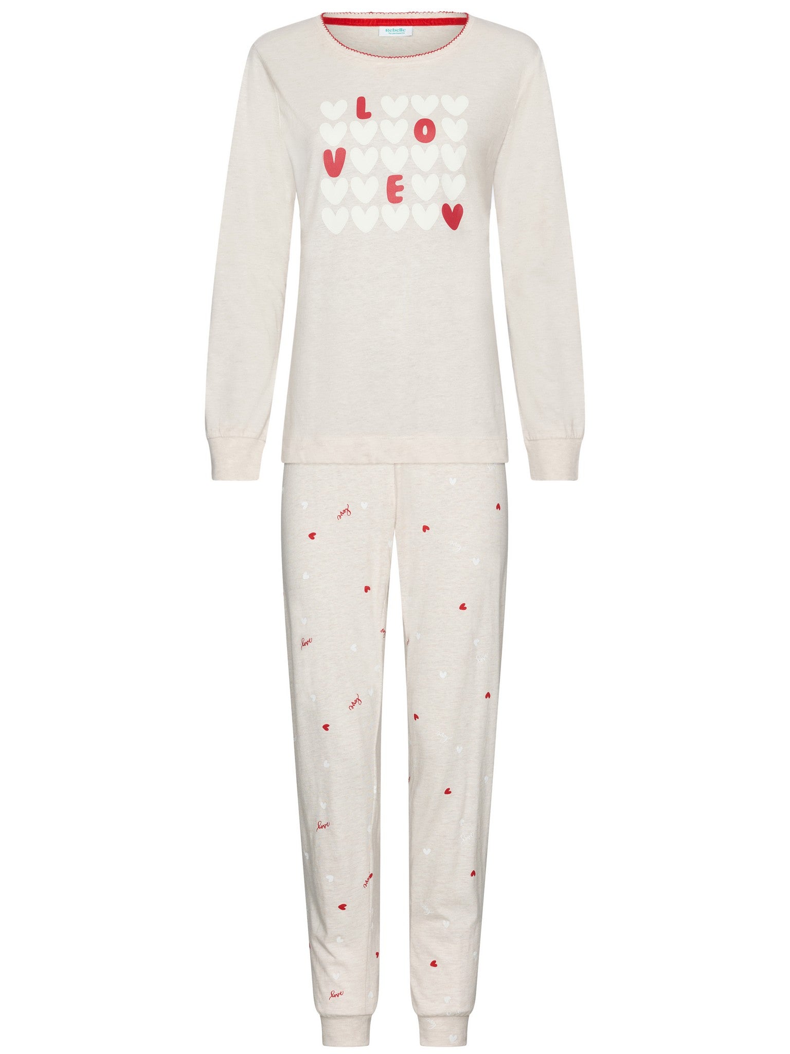 myrebelle-endless-love-pyjama-beige-herz-bio-baumwolle image 1