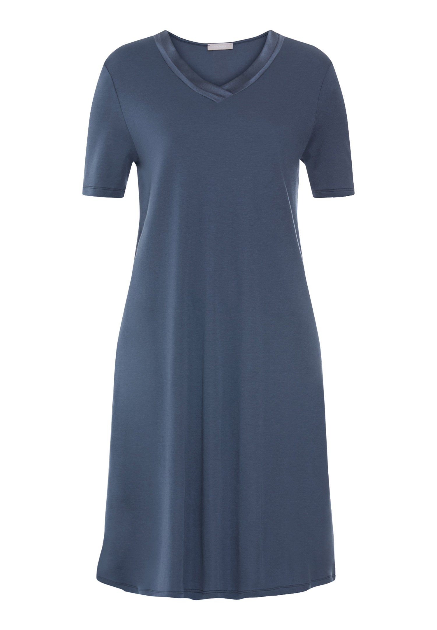 hanro-tyra-nachthemd-kurzarm-100cm-vintage-indigo-seide image 1