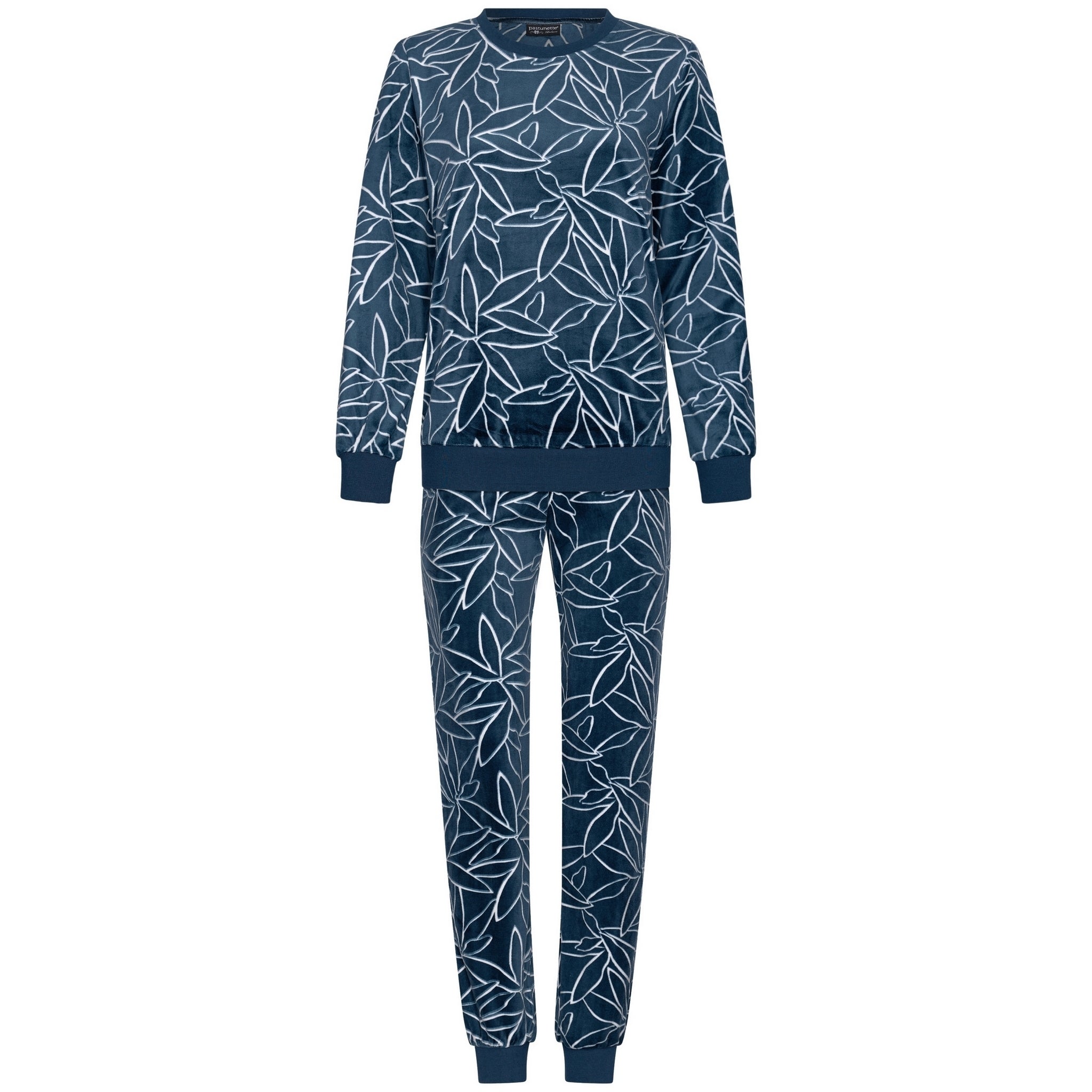pastunette-premium-art-deco-pyjama-blau-fleece-warm image 1