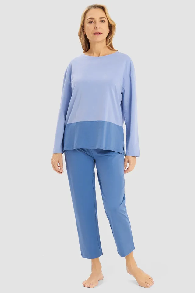 r-sch-be-happy-7-8-pyjama-damen-colourblocking-blau image 1