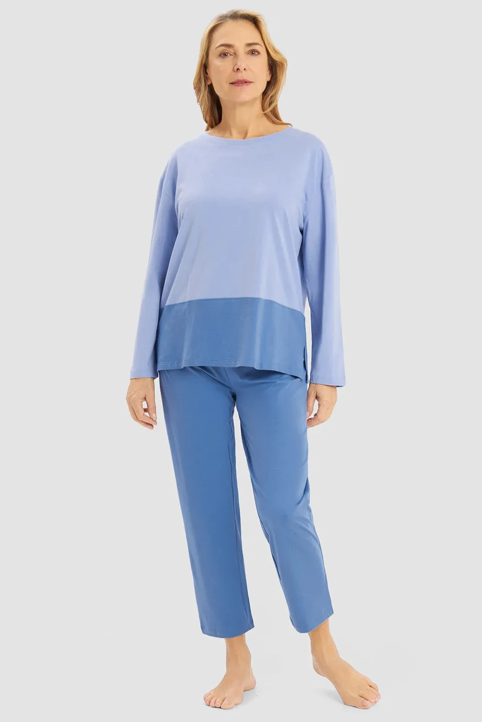 r-sch-be-happy-7-8-pyjama-damen-colourblocking-blau image 1