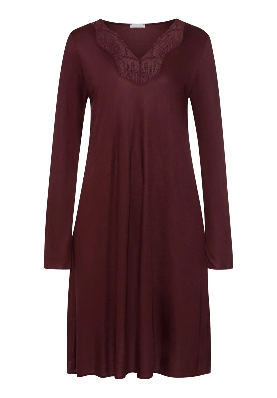 hanro-lilith-nachthemd-langarm-vivid-brown-spitze-tencel image 1