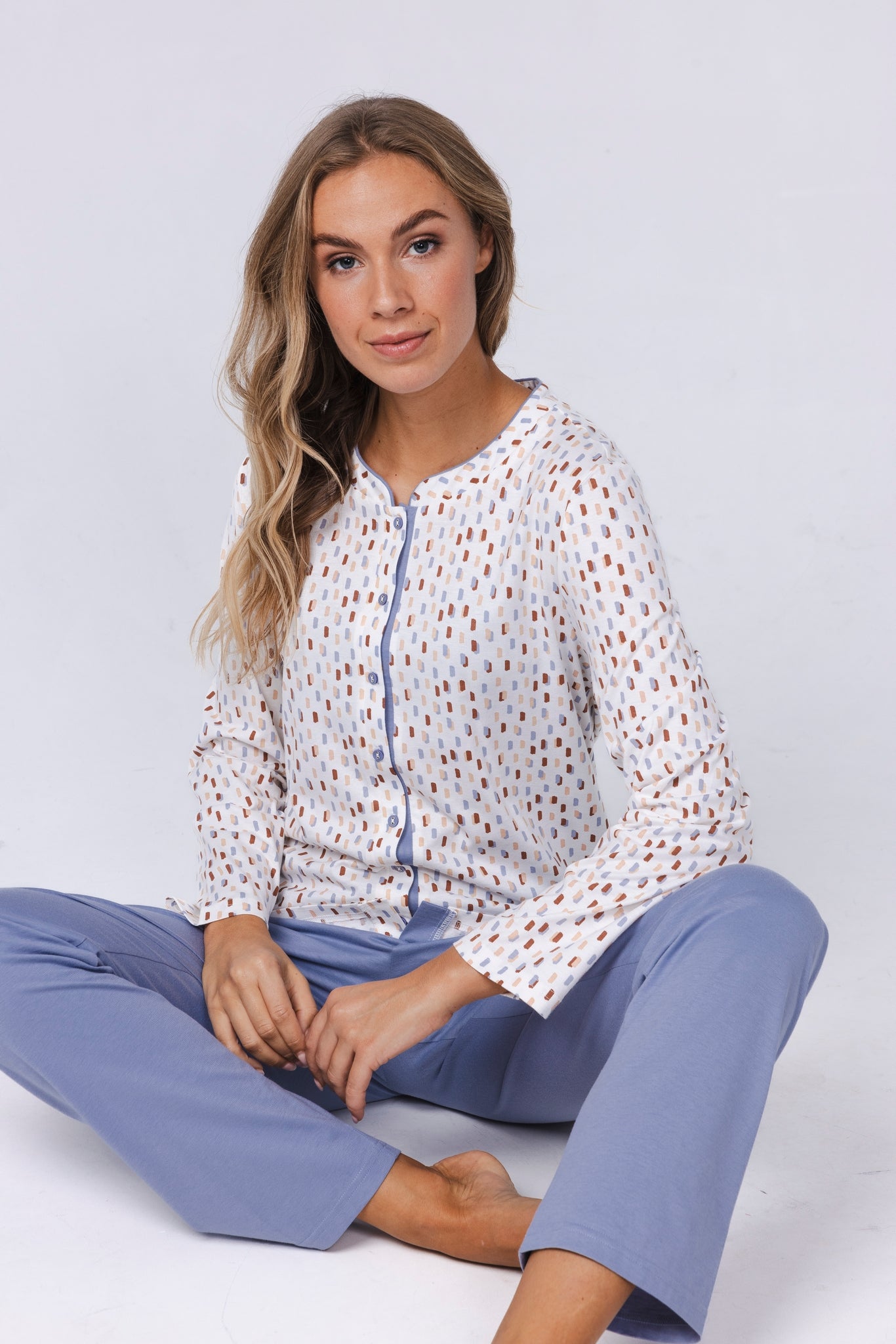 pastunette-tender-pyjama-damen-wei-blau-baumwolle image 5