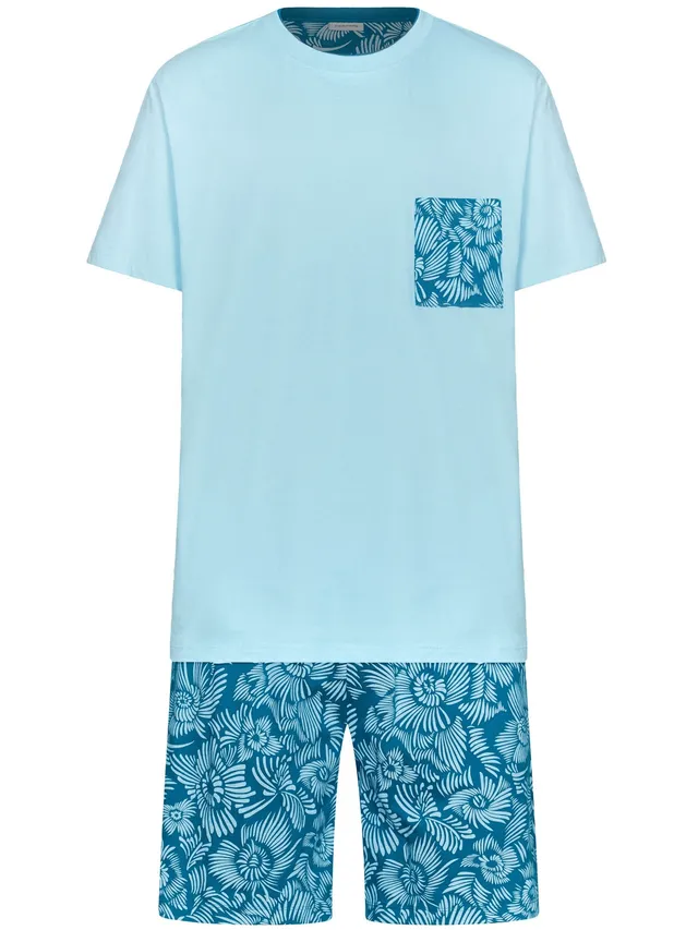 pastunette-ocean-flower-shortama-herren-hellblau-blumen image 1