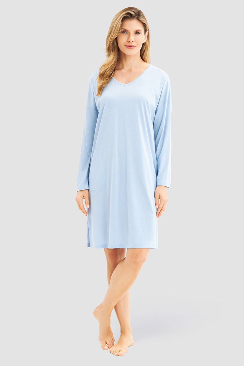 r-sch-be-happy-nachthemd-knielang-blau-langarm-mit-taschen image 1