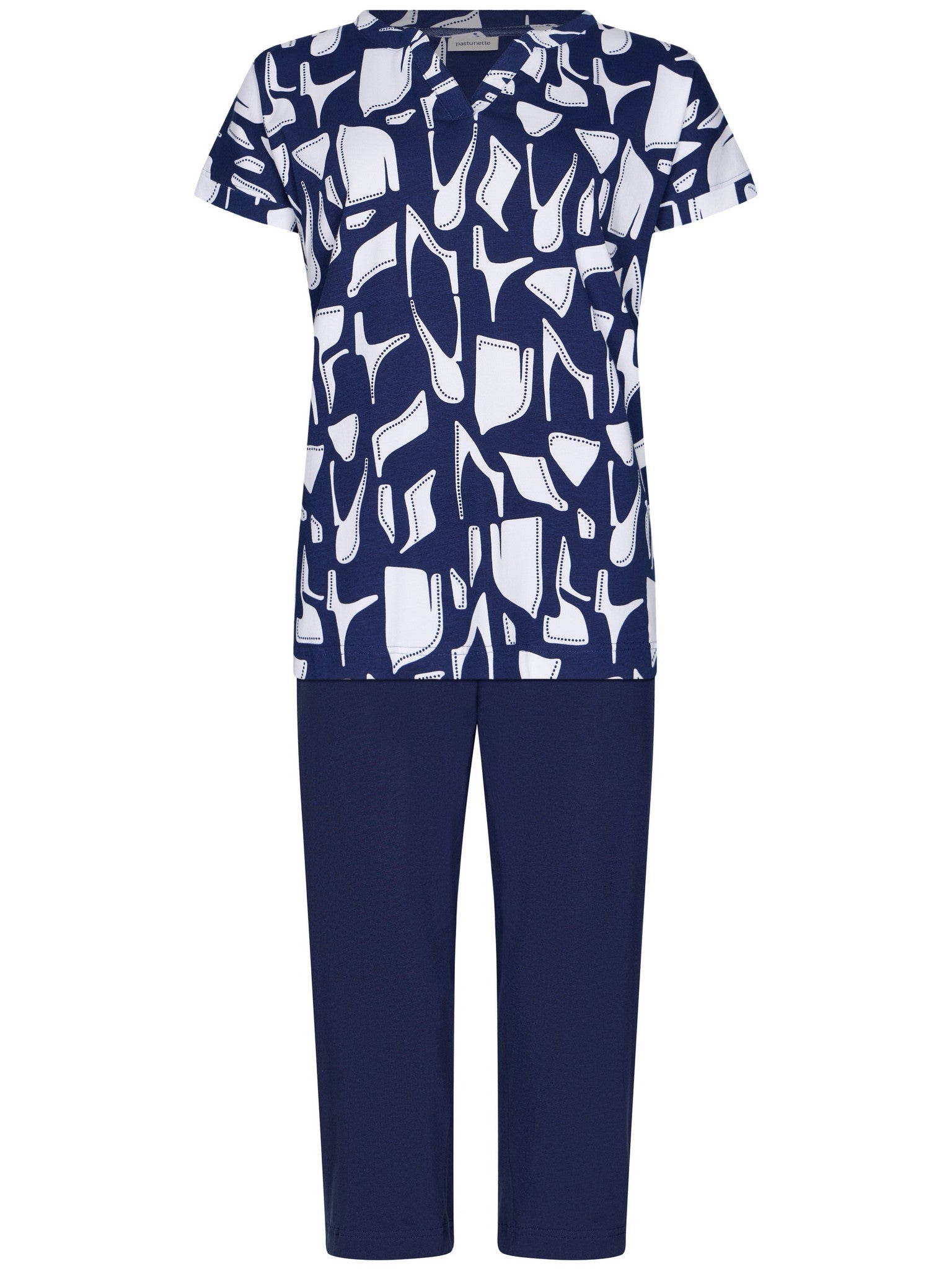 pastunette-midnight-mosaic-pyjama-damen-blau-stretch image 1