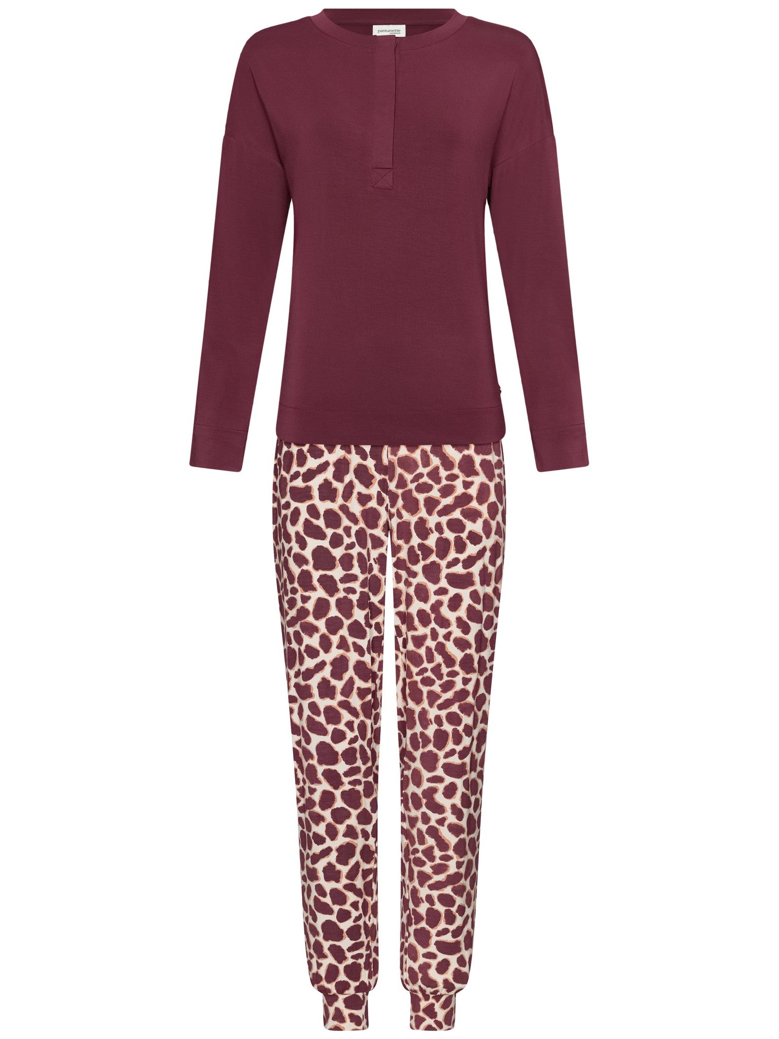 pastunette-premium-satin-wild-pyjama-lila-modal-tierprint image 1