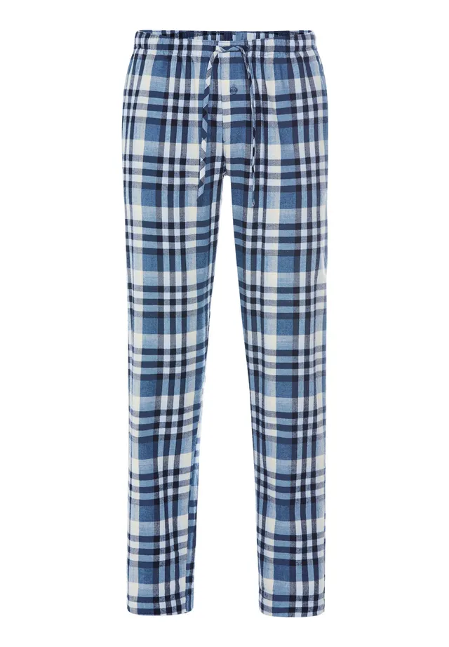 hanro-cozy-comfort-pyjamahose-pacific-squares-flanell image 1