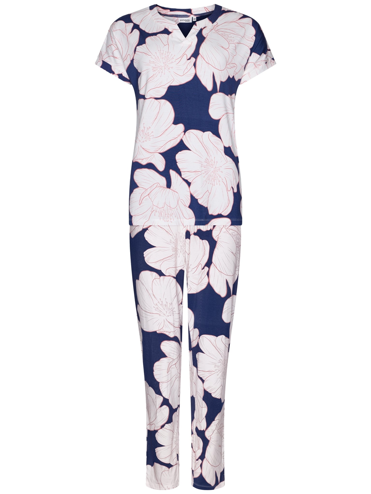 pastunette-premium-whispering-petals-pyjama-blau-blumen image 2