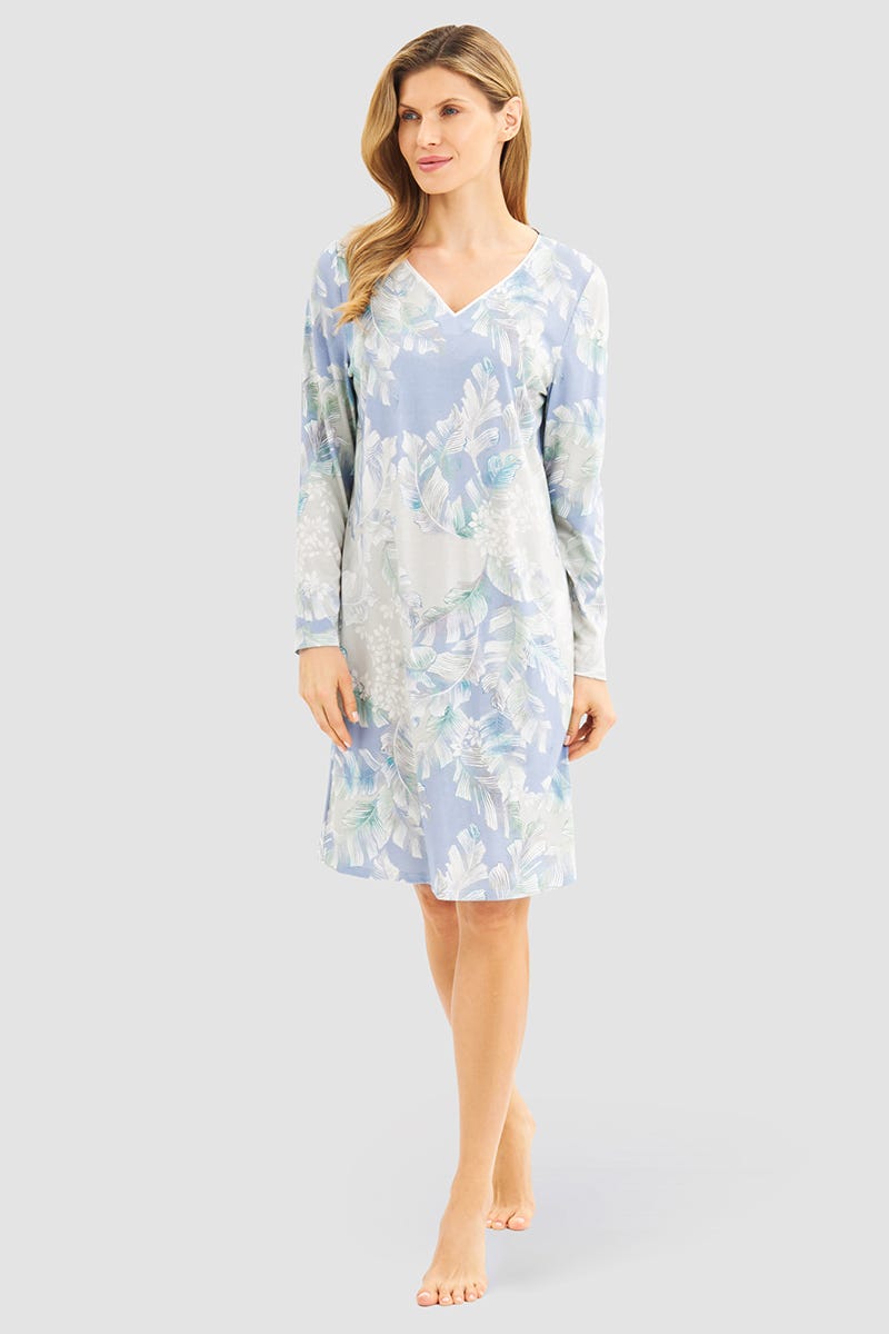r-sch-be-happy-nachthemd-knielang-blau-bl-tterdruck image 1