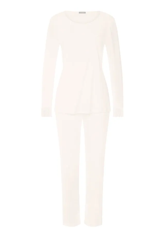 hanro-rosaria-pyjama-langarm-off-white-baumwolle-stickerei image 1