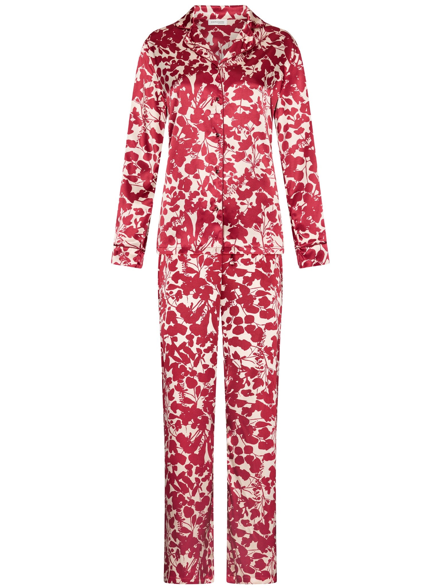 pastunette-premium-scarlet-bloom-pyjama-rot-satin-knopf image 1