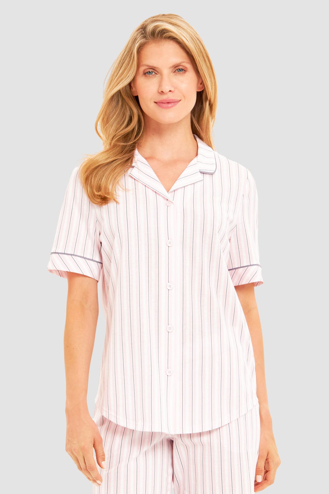 r-sch-be-happy-shirt-kurzarm-pyjamaoberteil-rosa-streifen image 1
