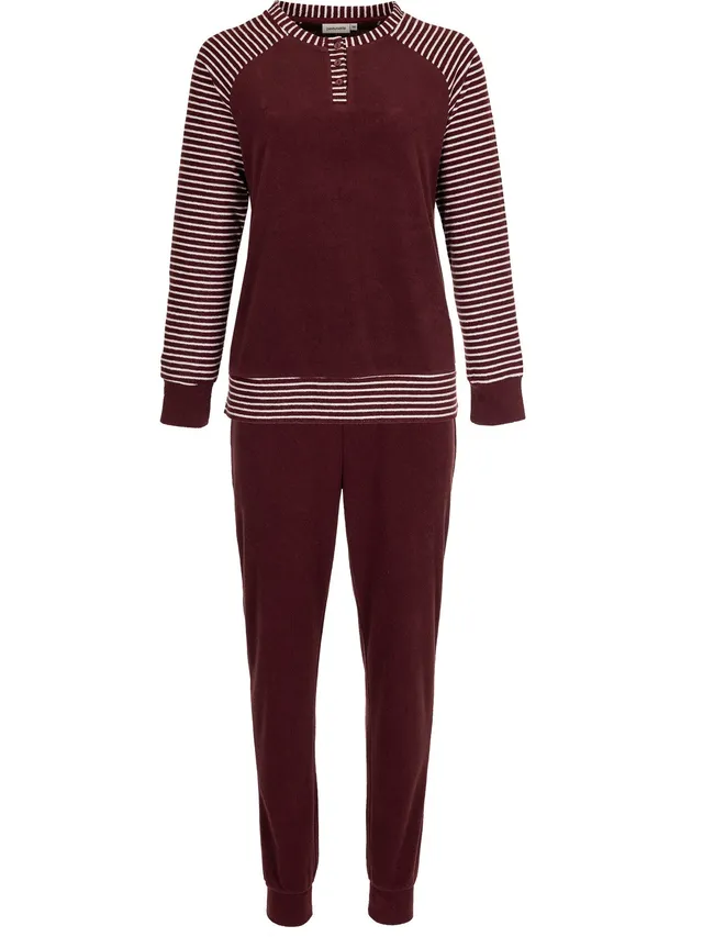 pastunette-noos-pyjama-bordeaux-rot-baumwolle-frottee image 1