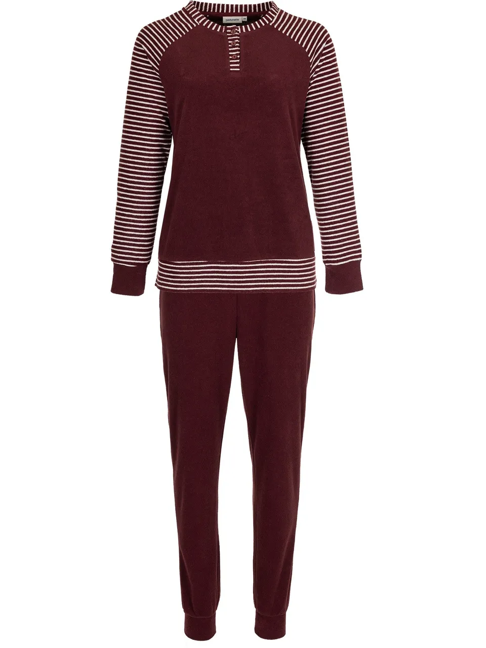 pastunette-noos-pyjama-bordeaux-rot-baumwolle-frottee image 1