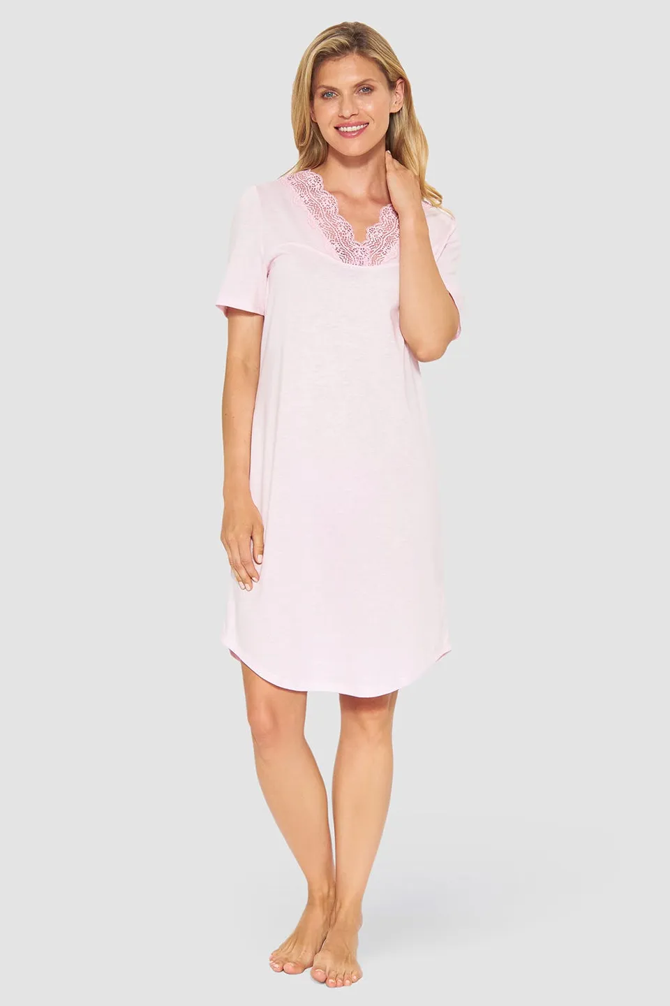 r-sch-be-happy-nachthemd-knielang-rosa-mit-spitze image 1