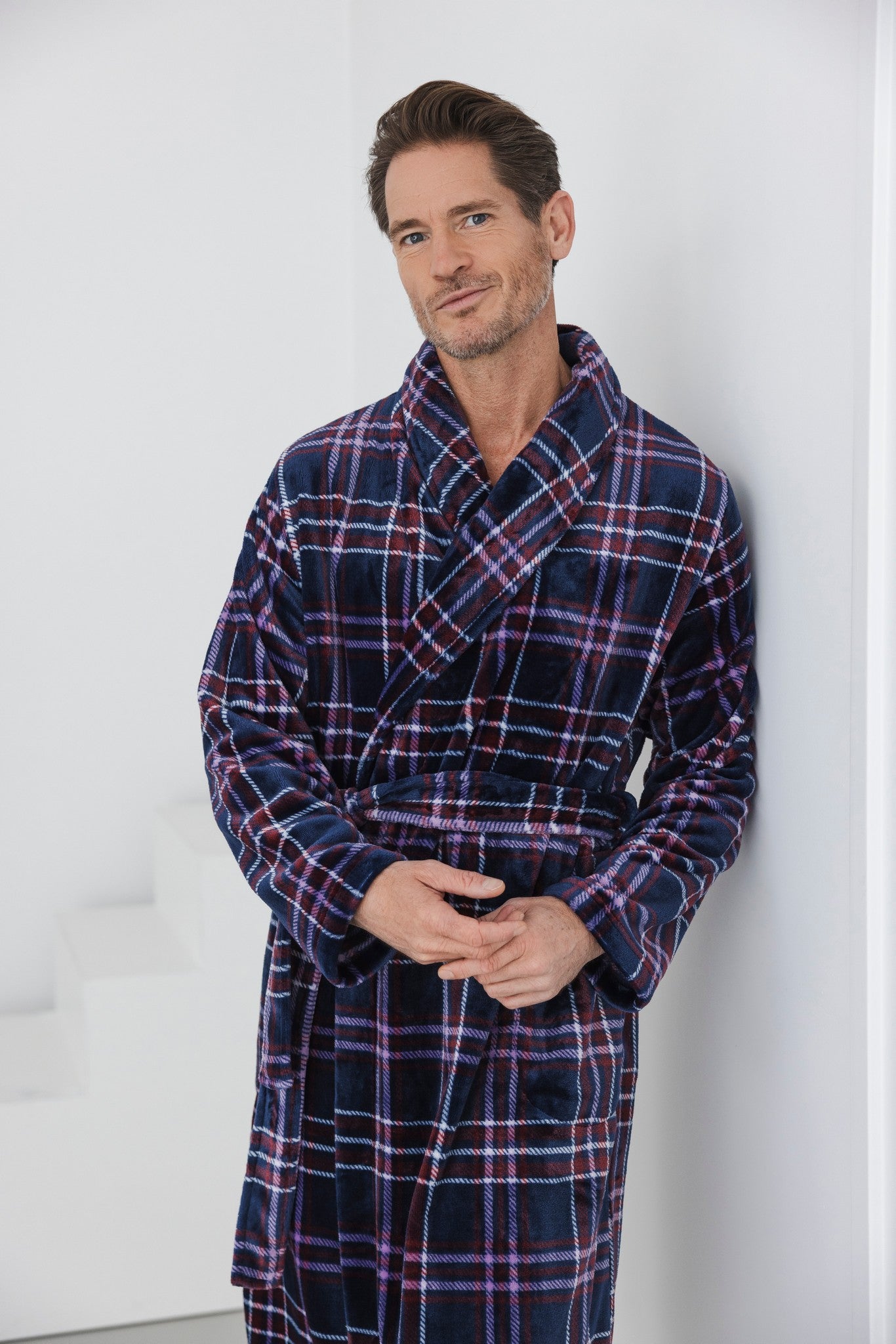 pastunette-northern-checks-morgenmantel-blau-kariert-fleece image 2