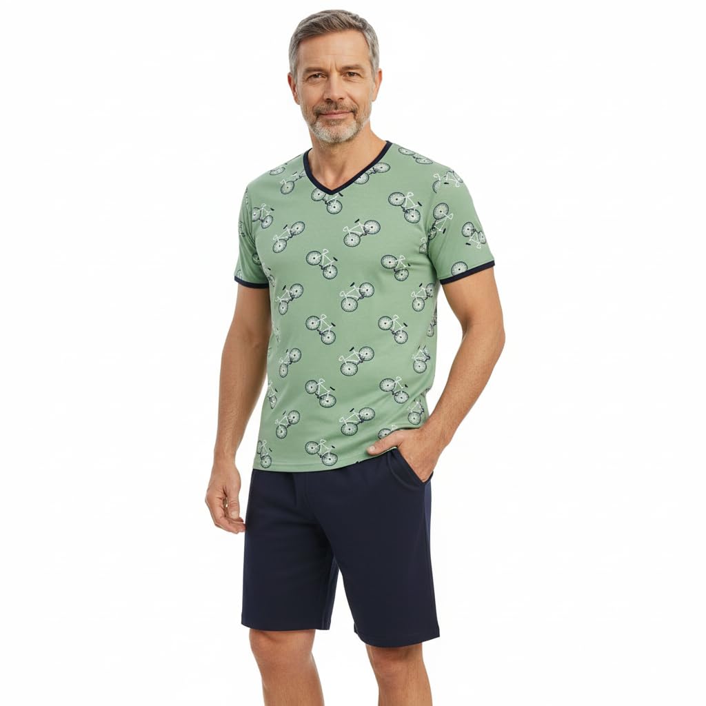 ringella-herren-shorty-fahrrad-kurzpyjama-v-ausschnitt-baumwolle image 5