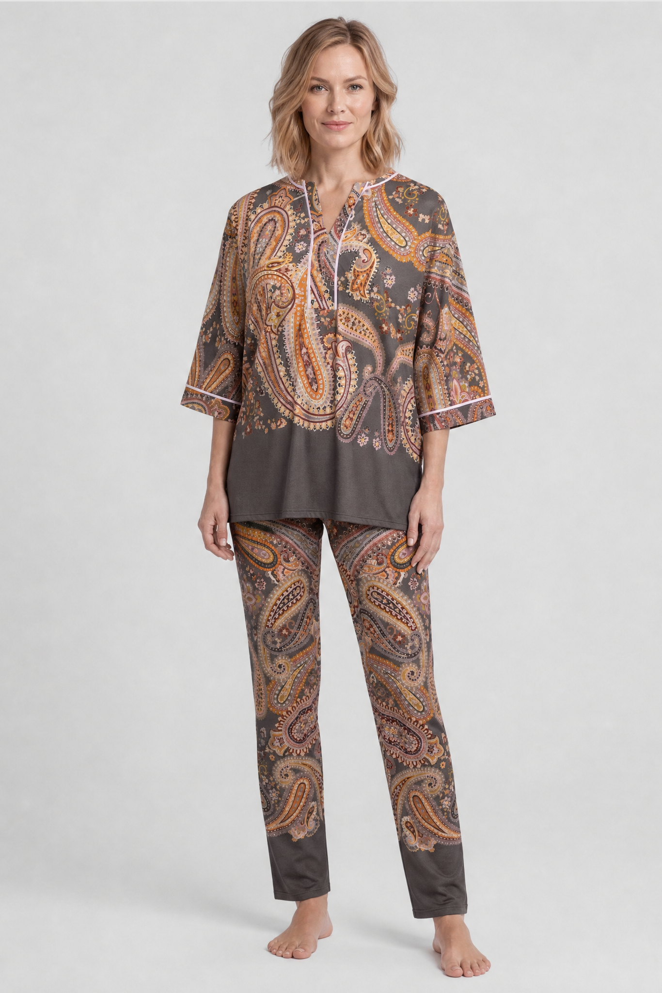 r-sch-be-happy-pyjama-lang-paisley-3-4-arm-braun-modal image 1