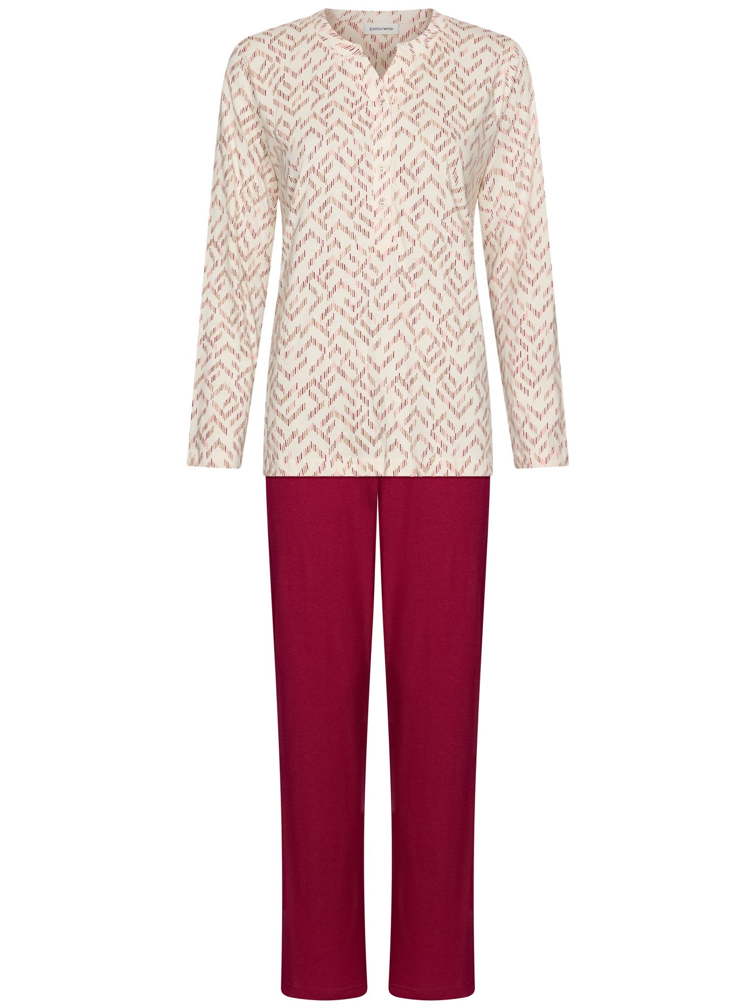 pastunette-rosewood-comfort-damen-pyjama-rot-bio-baumwolle image 1