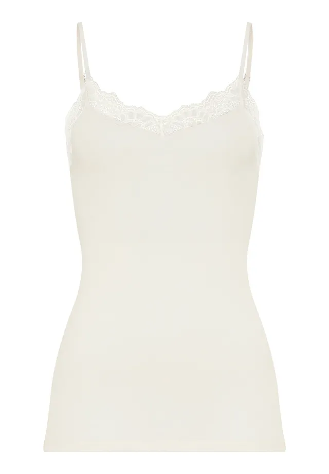 hanro-woolen-lace-spaghetti-top-misty-white-wolle-seide image 1