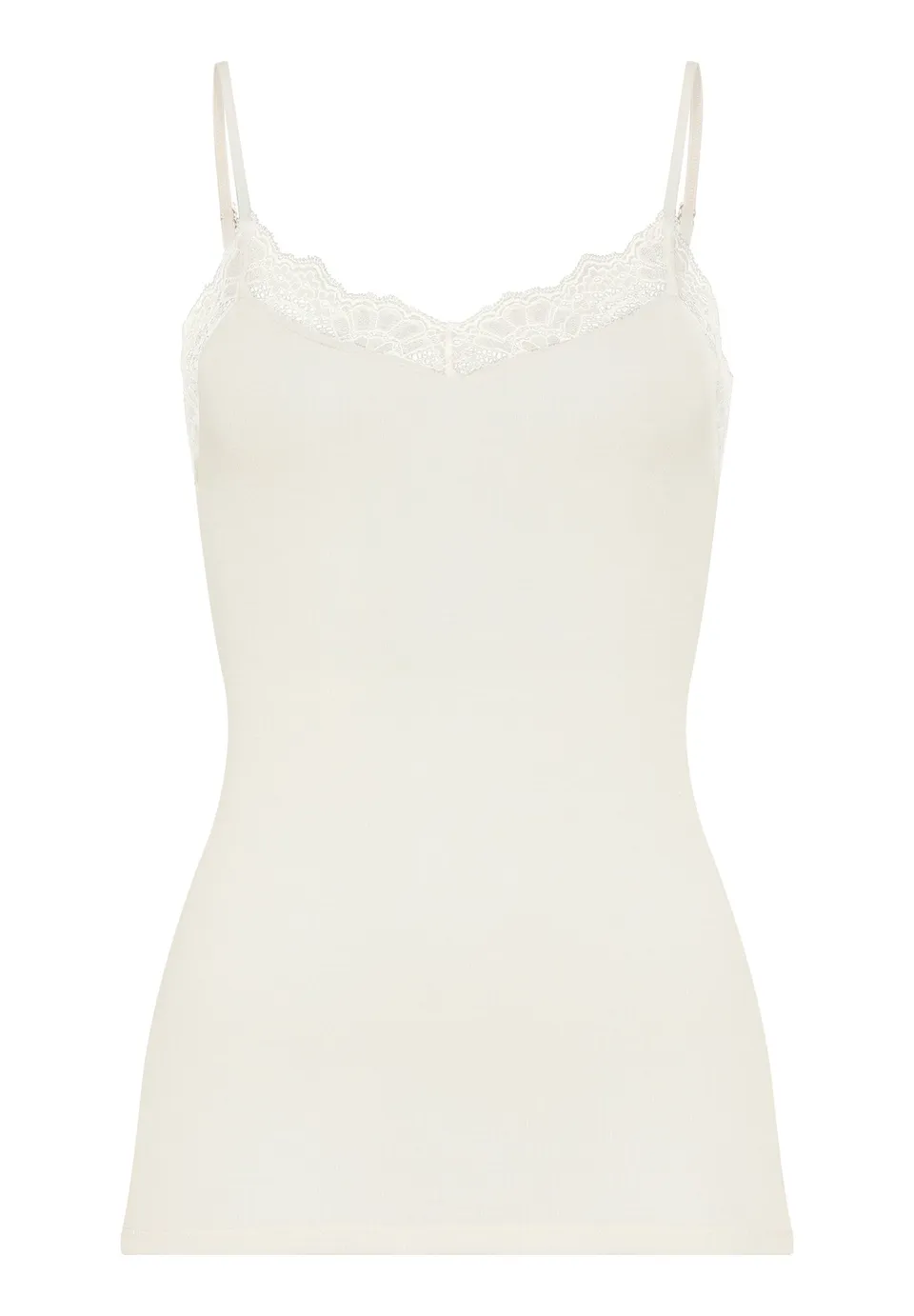 hanro-woolen-lace-spaghetti-top-misty-white-wolle-seide image 1