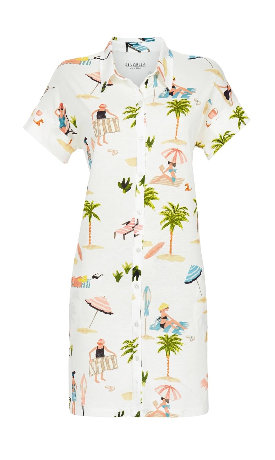 ringella-beach-damen-nachthemd-beach-motiv-kurzarm-modal-90cm image 3