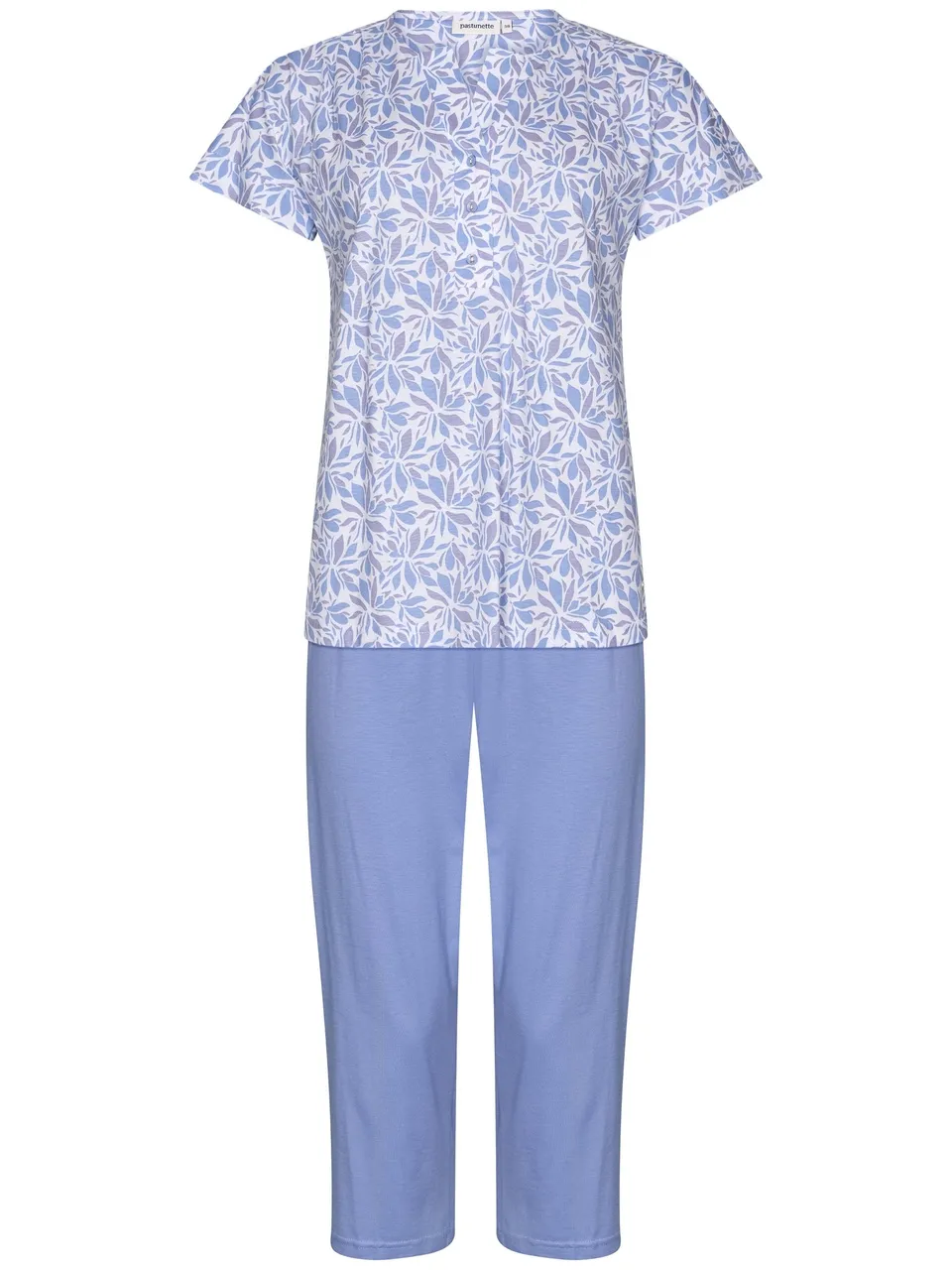 pastunette-soft-blue-pyjama-blau-wei-blumen-baumwolle image 1