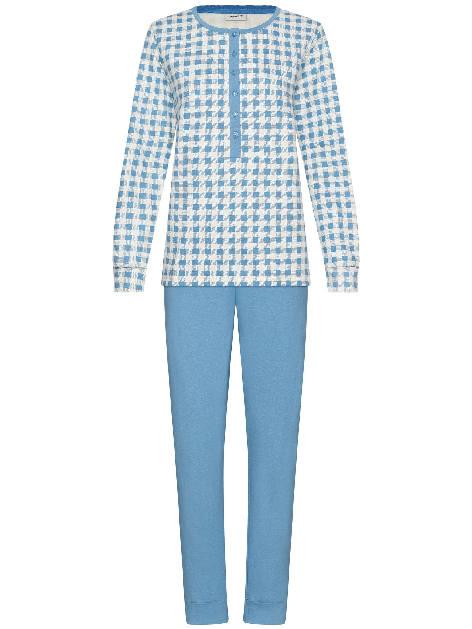 pastunette-blue-cottage-damen-pyjama-blau-baumwolle image 1