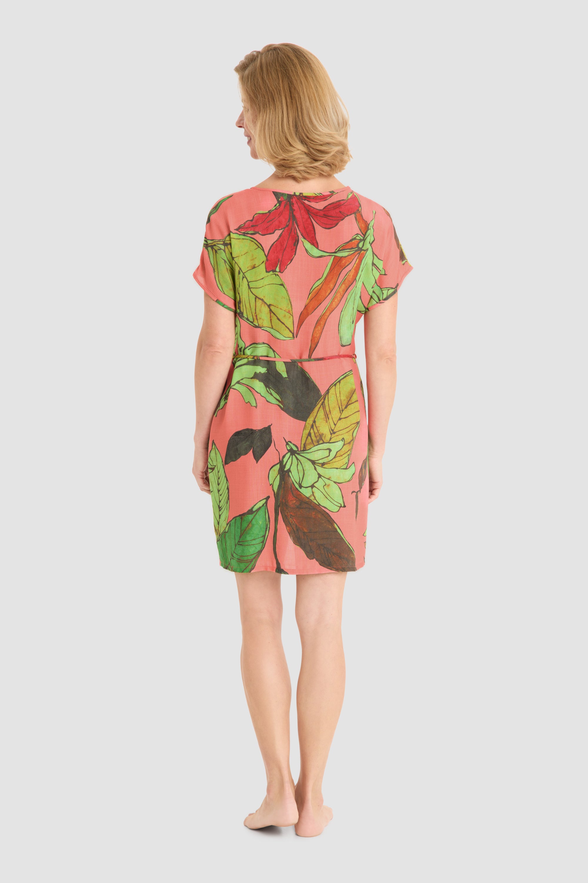 r-sch-be-happy-strandkleid-kurz-orange-bl-tterdruck-viskose image 3