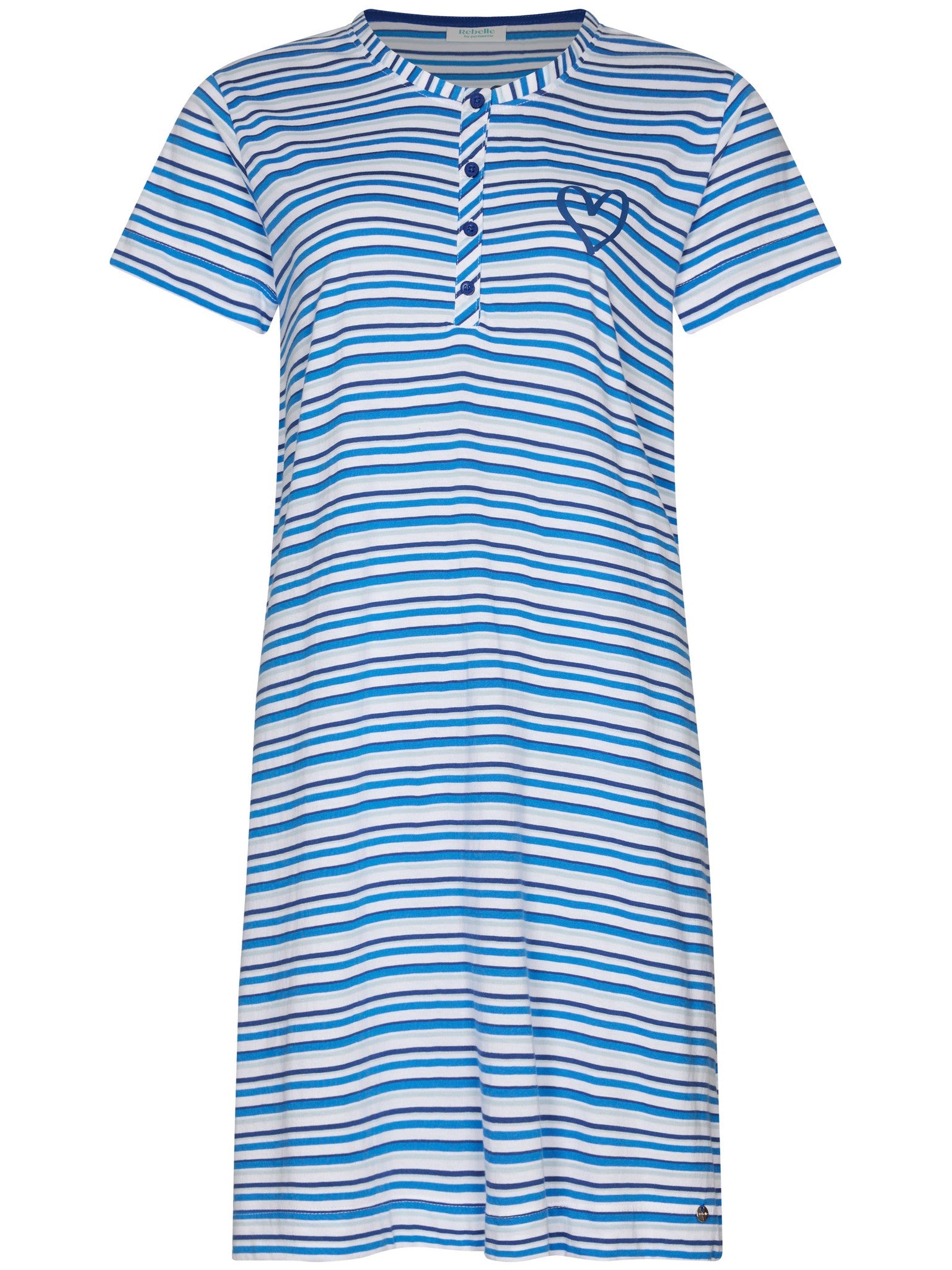 myrebelle-nachthemd-blue-bay-blau-bio-baumwolle-gestreift image 1