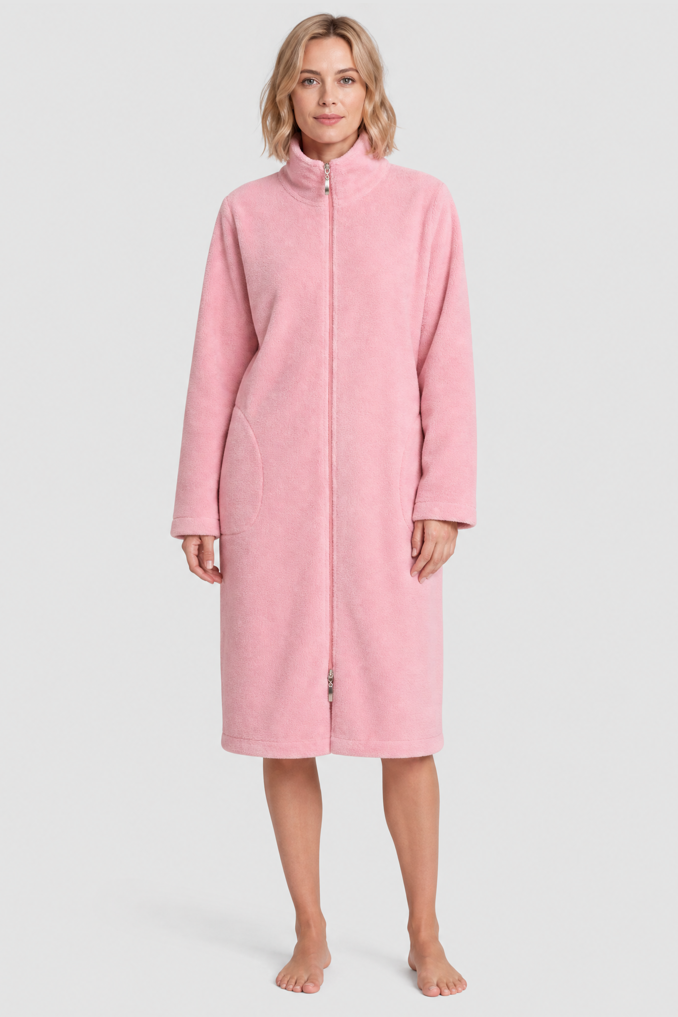 r-sch-be-happy-morgenmantel-midi-pink-stehkragen-reissverschluss image 1