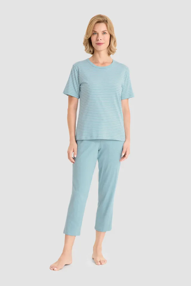 r-sch-be-happy-pyjama-7-8-streifen-t-rkis-schlafanzug-modal image 1
