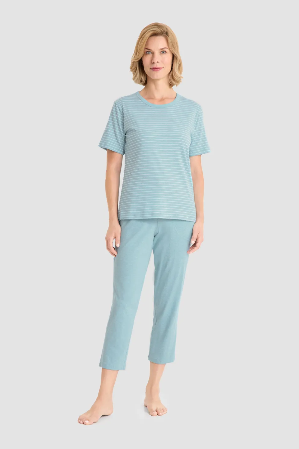 r-sch-be-happy-pyjama-7-8-streifen-t-rkis-schlafanzug-modal image 1